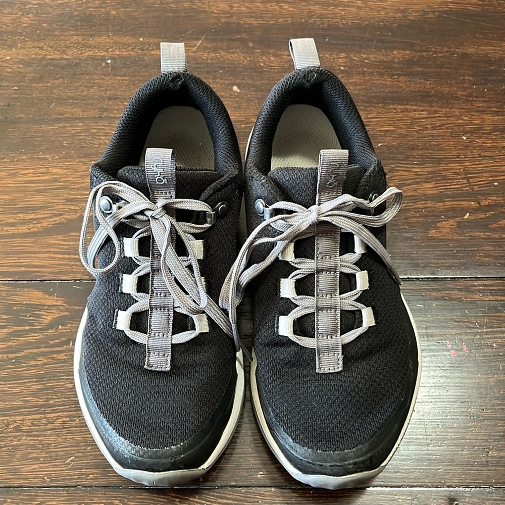 Ryka black sneakers with gray and white soles
